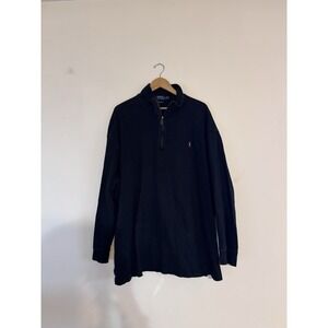 Polo Ralph Lauren Quarter Zip Estate Rib Pullover 3x Big Black Logo Tall
